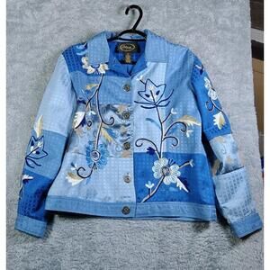 Vintage Alex Kim Blazer Jacket Embroidered Sequins Patchwork Womens Size PM